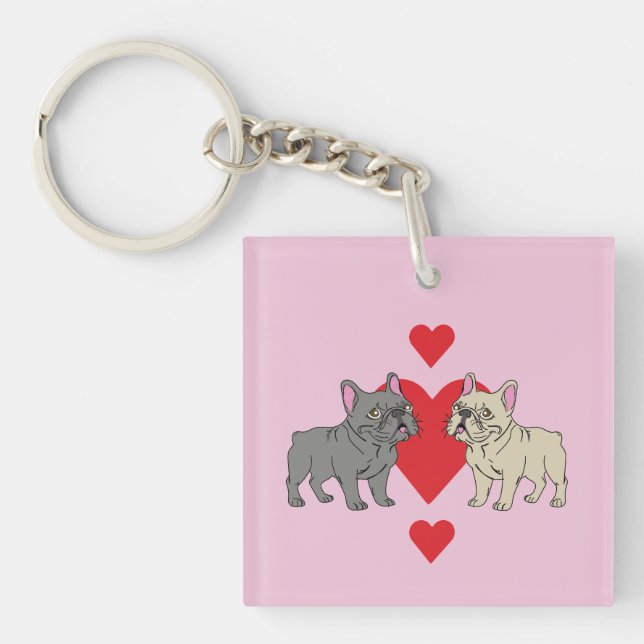 French Kisses Frenchies Key Ring (Front)