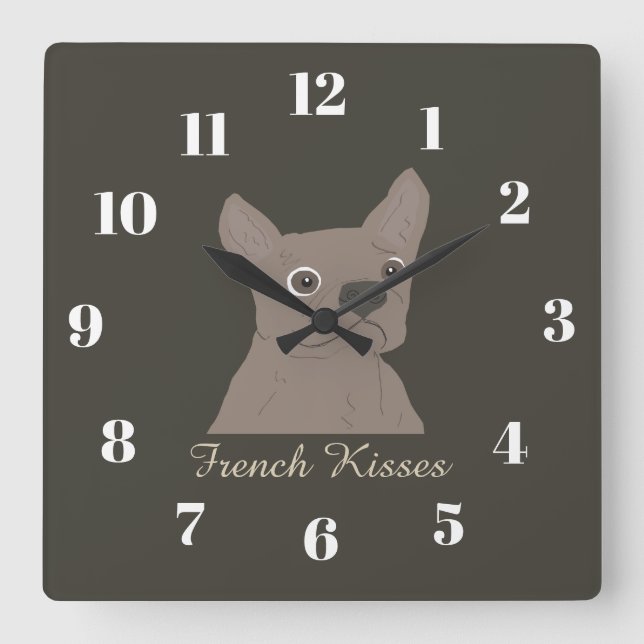 French Kisses Square Wall Clock (Front)
