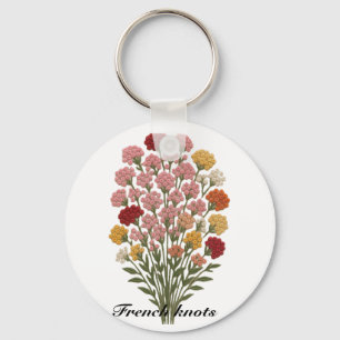 French knots can enhance petals, leaves. key ring