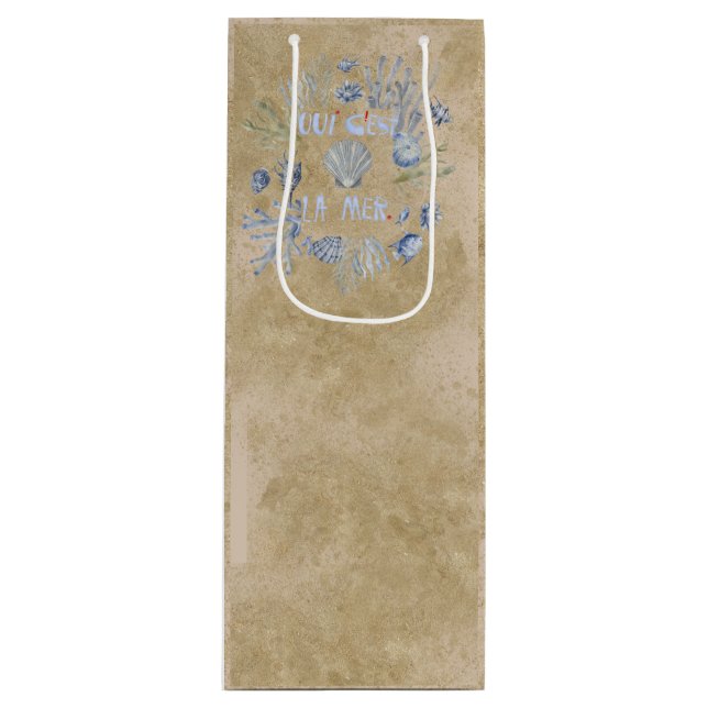 French La Mer Shells Coral gift Liquor Wine Bag (Front)