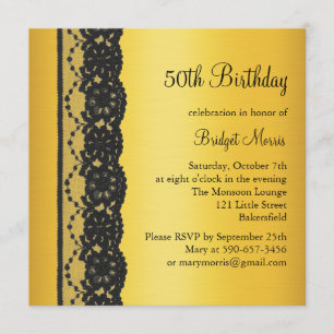 French Lace 50th Birthday Invitation gold