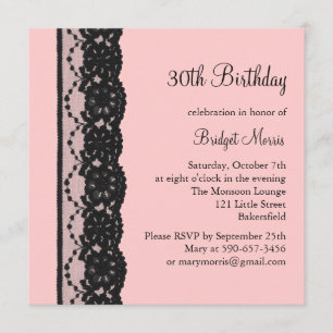 French Lace Birthday Invitation (pink)