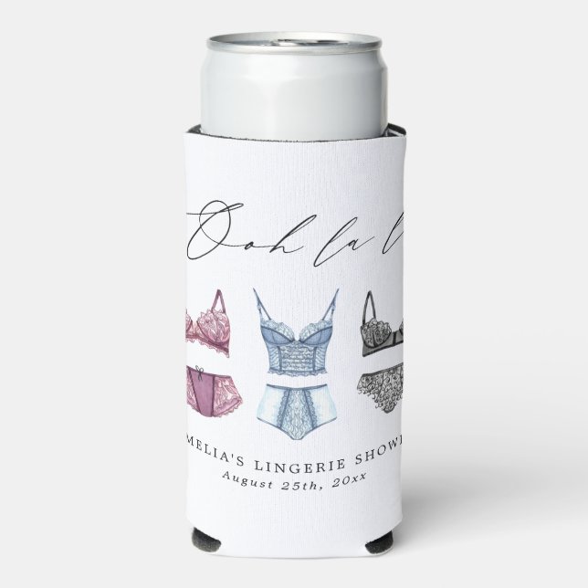 French Lace Lingerie Bridal Shower Seltzer Can Cooler (Seltzer Front)