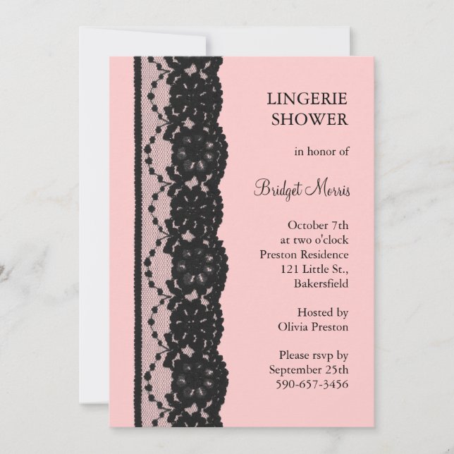 French Lace Lingerie Shower (pink) Invitation (Front)