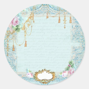 French Lace & Pink Roses Sticker Tags