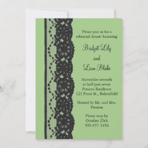 French Lace Rehearsal Dinner (green) Invitation
