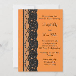 French Lace Rehearsal Dinner (orange) Invitation