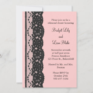 French Lace Rehearsal Dinner (pink) Invitation