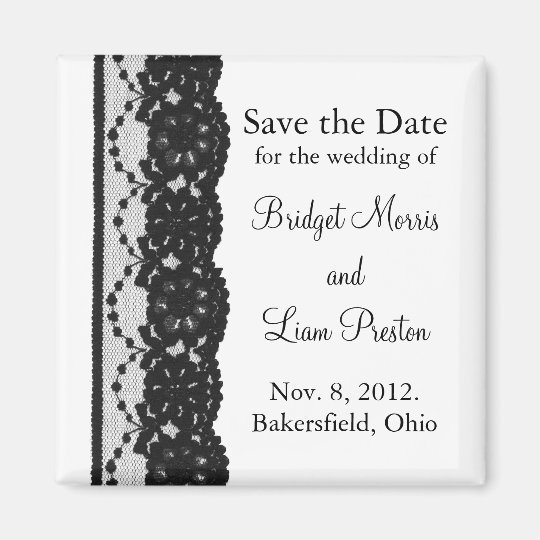 French Lace Save the Date Magnet (white)