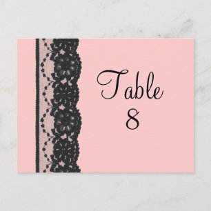 French Lace Table Numer Postcard (pink)