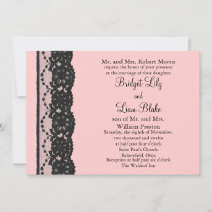 French Lace Wedding Invitation (pink)