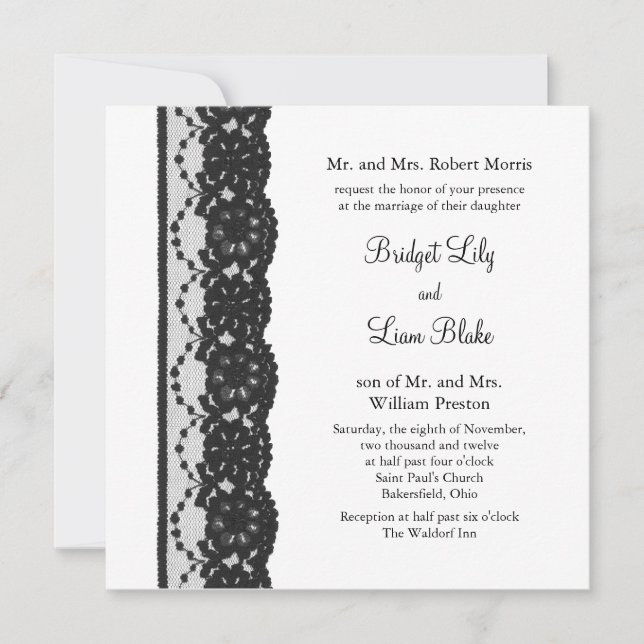 French Lace Wedding Invitation (white) (Front)