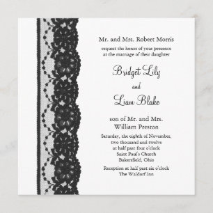 French Lace Wedding Invitation (white)