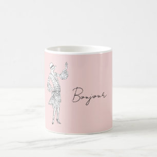 French Lady Bonjour (hello) Coffee Mug