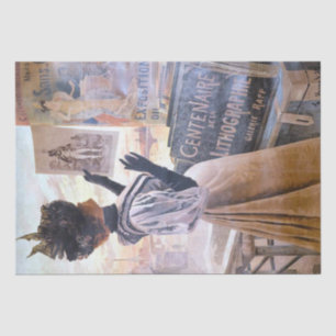 French Lady Hat Vintage Art Gallery Ad Decoupage Tissue Paper