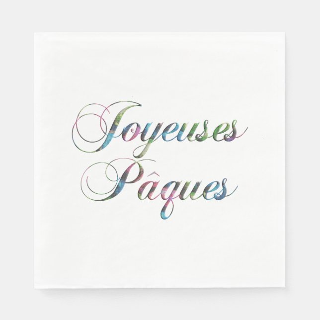 French Language Happy Easter Joyeuses Pâques Napkin (Front)