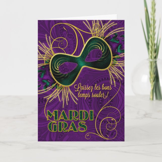 French Language Mardi Gras Card (Front)