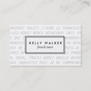 French language typography business card