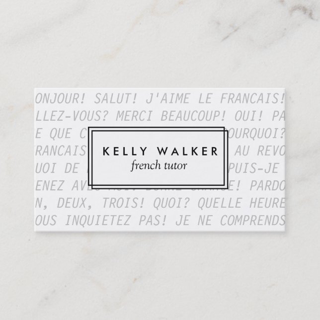 French language typography business card (Front)