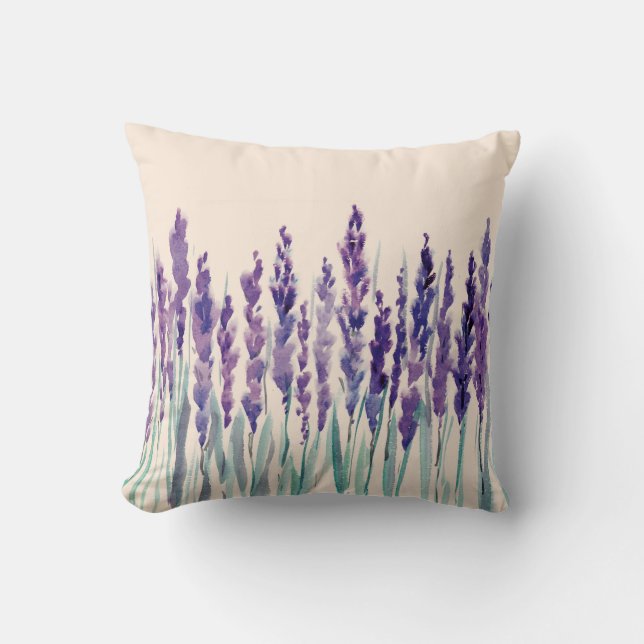 French lavander watercolor cushion (Front)