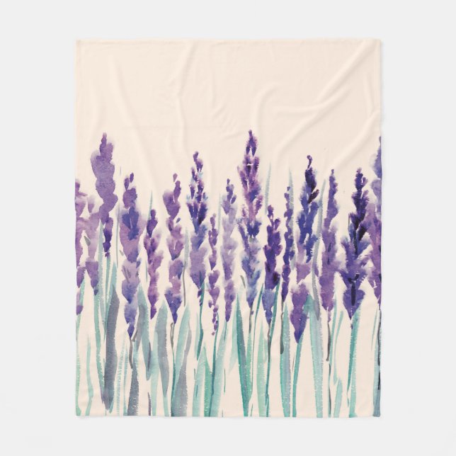 French lavander watercolor fleece blanket (Front)
