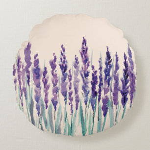 French lavander watercolor round cushion