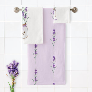 French Lavender Botanical Bath Towel Set