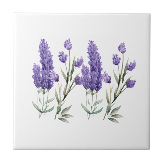French Lavender Pattern Ceramic Tile (Front)