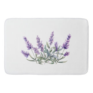 French Lavender Pattern. Watercolour Bath Mat