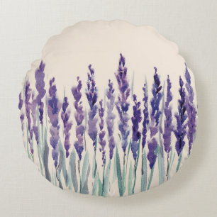 French Lavender: Watercolor Illustration Round Cushion