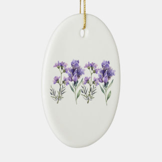 French Lavender Watercolour Pattern Ceramic Ornament