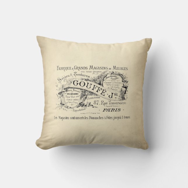 French Lettering on Parchment Cushion (Front)
