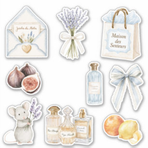 French Light Blue Cream Envelope Heart Floral