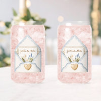 French Light Blue Cream Envelope Heart Floral