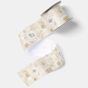 French Light Blue Envelope Heart Floral Bridal   Satin Ribbon