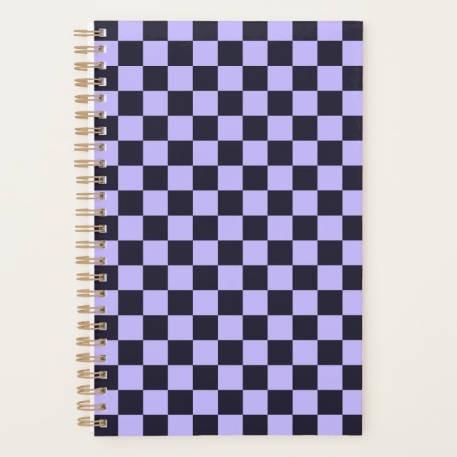 French lilac checkerboard pattern planner (Front)