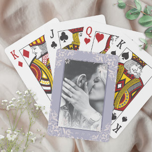 French Lilac Chic Engagement Wedding Photo Favors Playing Cards