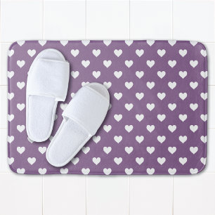 French Lilac Hearts Bath Mat