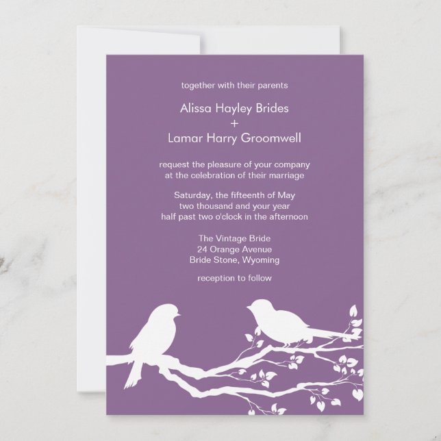 French Lilac Spring Pattern Weddings Customisable  Invitation (Front)