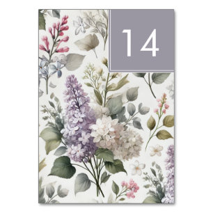 French Lilac Watercolor Floral Elegant Spring Deco Table Number