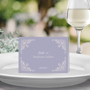 French Lilac Wedding Place Cards with Meal Choice