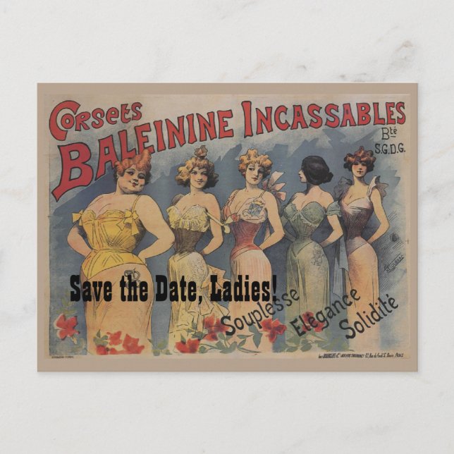 French Lingerie Bridal Shower Theme Save the Date  Announcement Postcard (Front)