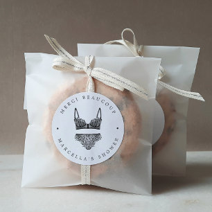 French Lingerie Shower Thank You Classic Round Sticker