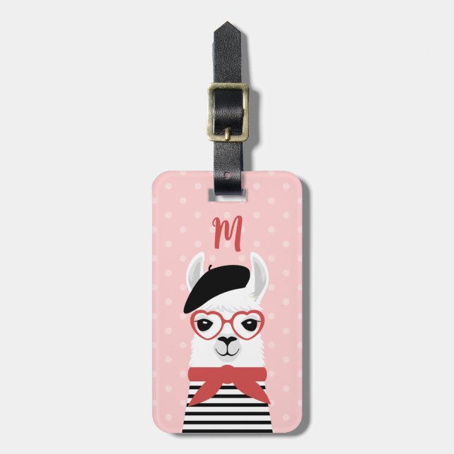 French Llama Luggage Tag (Front Vertical)