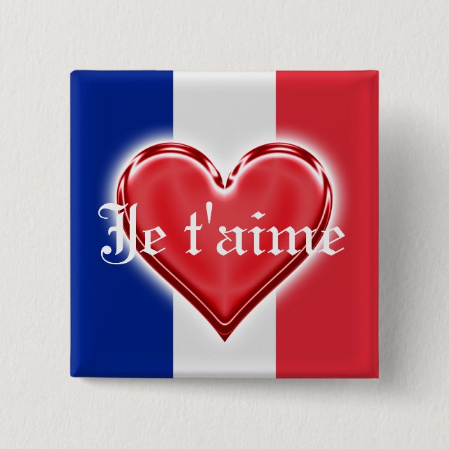 French Love 15 Cm Square Badge (Front)