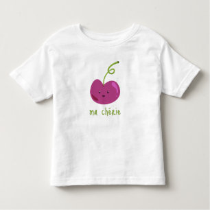 French "ma chérie"   Cute Baby Girl Cherry Fruit Toddler T-Shirt