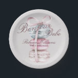 French Macaron Bonjour Bebe Baby shower Paper Plate<br><div class="desc">Bonjour Bébé! This charming watercolor baby shower paper plates features a soft pastel blue and pink macarons tied with a sweet bow, and elegant fonts, this design sets the tone for a stylish French-inspired party. The text “Bonjour Bébé” adds a whimsical French touch, making it perfect for welcoming a little...</div>