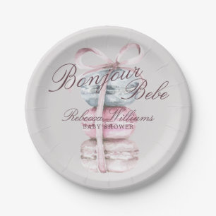 French Macaron Bonjour Bebe Baby shower Paper Plate