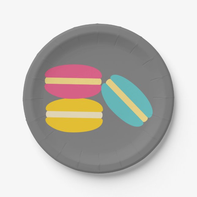 French macaron colourful cakes paper plate (Front)
