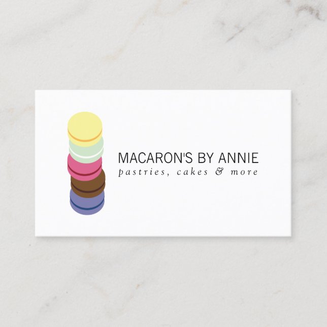FRENCH MACARON STACK LOGO for Bakery, Pastry Chef Business Card (Front)